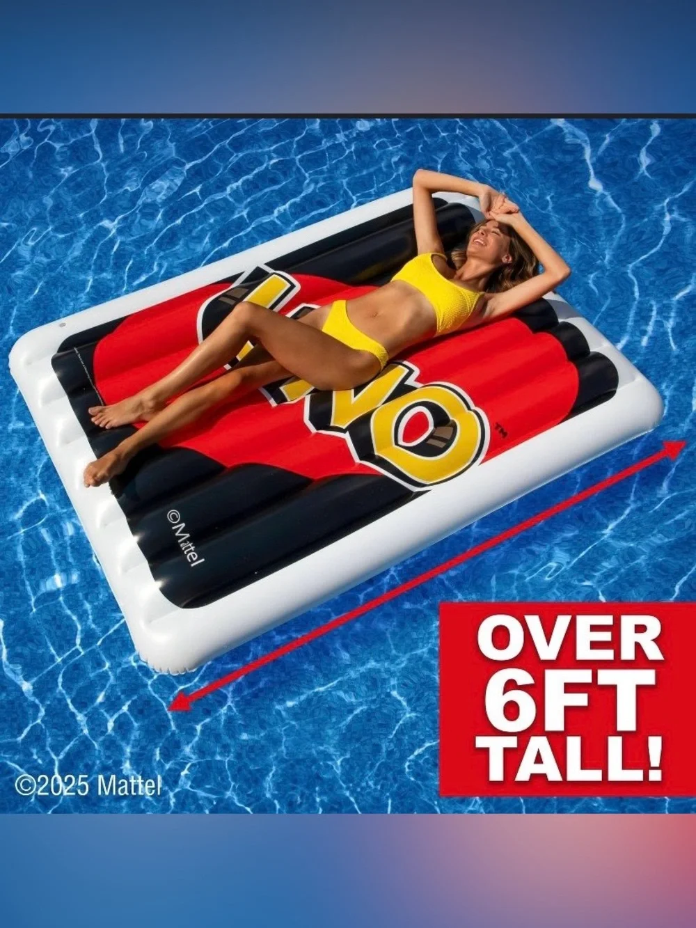 UNO Double Sided Pool Float 6 Ft Inflatable Raft Mattel NEW Factory Sealed